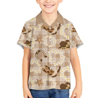 Aloha Hawaii Paniolo Khaki Palaka Family Matching Short Sleeve Bodycon Dress and Hawaiian Shirt Coastal Rodeo LT7 Son's Shirt Khaki - Polynesian Pride