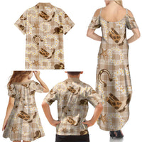 Aloha Hawaii Paniolo Khaki Palaka Family Matching Summer Maxi Dress and Hawaiian Shirt Coastal Rodeo LT7 - Polynesian Pride
