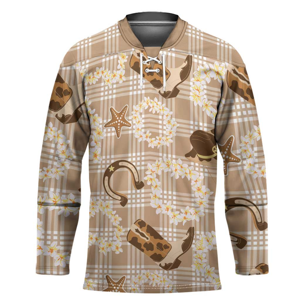 Aloha Hawaii Paniolo Khaki Palaka Hockey Jersey Coastal Rodeo - Polynesian Pride