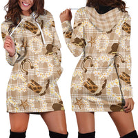 Aloha Hawaii Paniolo Khaki Palaka Hoodie Dress Coastal Rodeo - Polynesian Pride