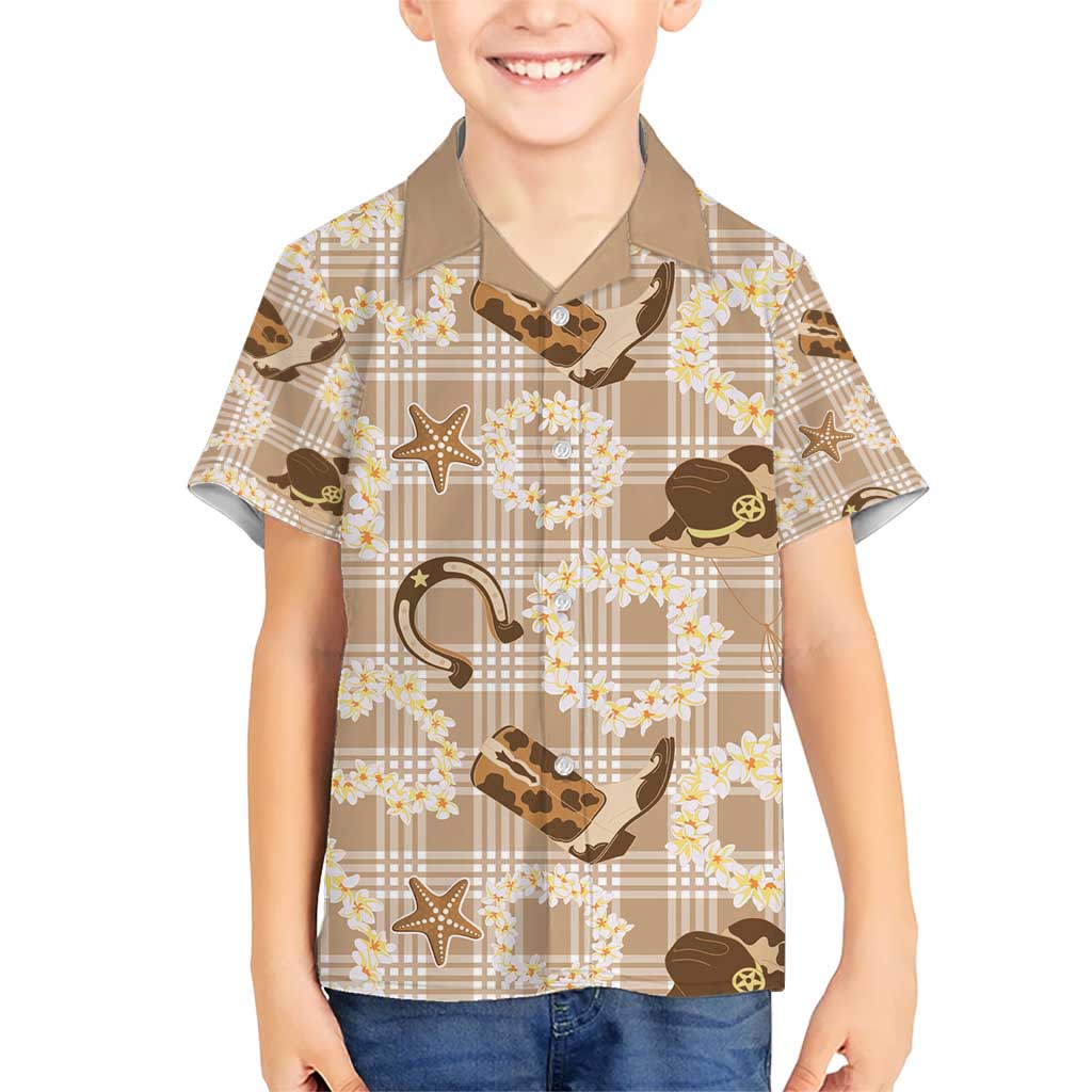 Aloha Hawaii Paniolo Khaki Palaka Kid Hawaiian Shirt Coastal Rodeo LT7 Kid Khaki - Polynesian Pride