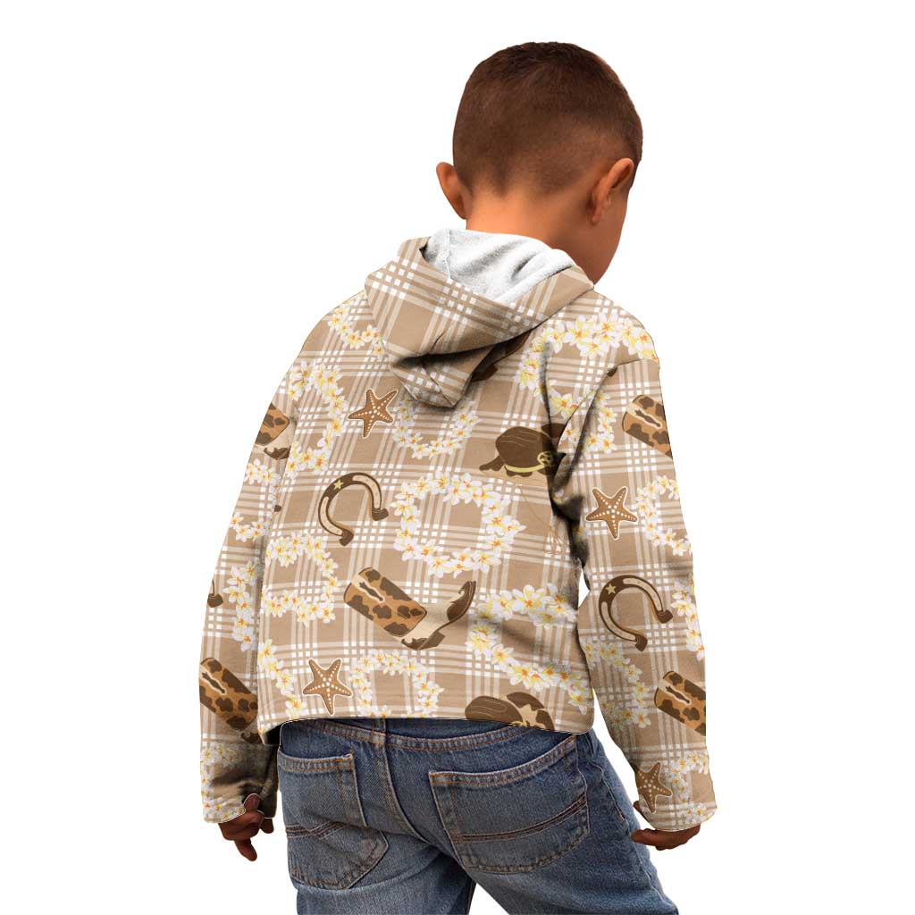 Aloha Hawaii Paniolo Khaki Palaka Kid Hoodie Coastal Rodeo - Polynesian Pride