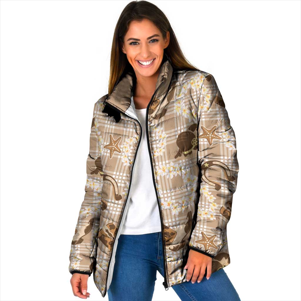 Aloha Hawaii Paniolo Khaki Palaka Padded Jacket Coastal Rodeo - Polynesian Pride