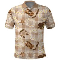Aloha Hawaii Paniolo Khaki Palaka Polo Shirt Coastal Rodeo LT7 Khaki - Polynesian Pride