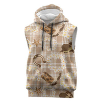 Aloha Hawaii Paniolo Khaki Palaka Sleeveless Hoodie Coastal Rodeo LT7 Khaki - Polynesian Pride