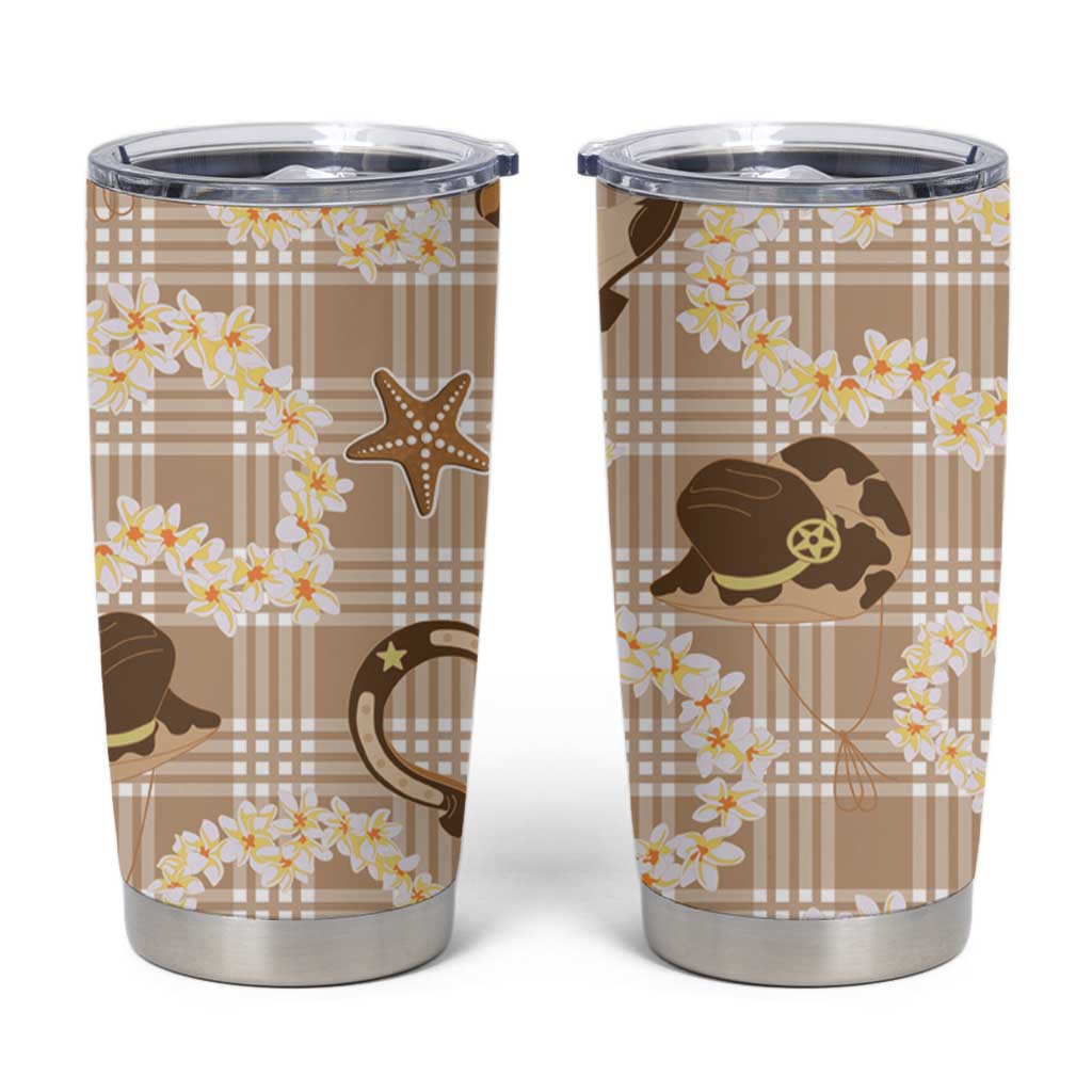 Aloha Hawaii Paniolo Khaki Palaka Tumbler Cup Coastal Rodeo LT7 Khaki - Polynesian Pride