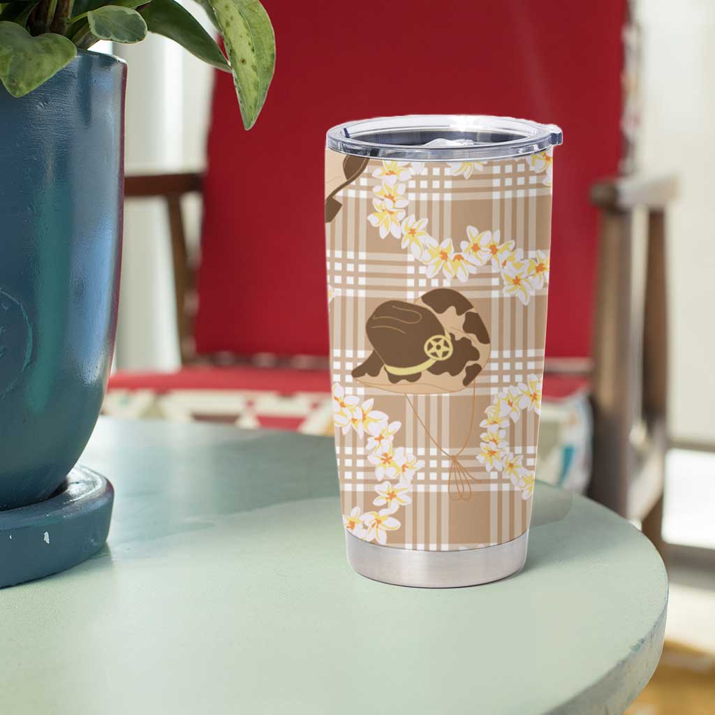 Aloha Hawaii Paniolo Khaki Palaka Tumbler Cup Coastal Rodeo LT7 - Polynesian Pride