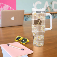 Aloha Hawaii Paniolo Khaki Palaka Tumbler With Handle Coastal Rodeo - Polynesian Pride