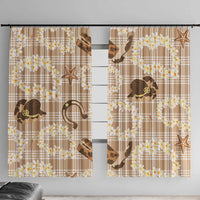 Aloha Hawaii Paniolo Khaki Palaka Window Curtain Coastal Rodeo LT7 With Hooks Khaki - Polynesian Pride