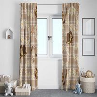 Aloha Hawaii Paniolo Khaki Palaka Window Curtain Coastal Rodeo LT7 - Polynesian Pride