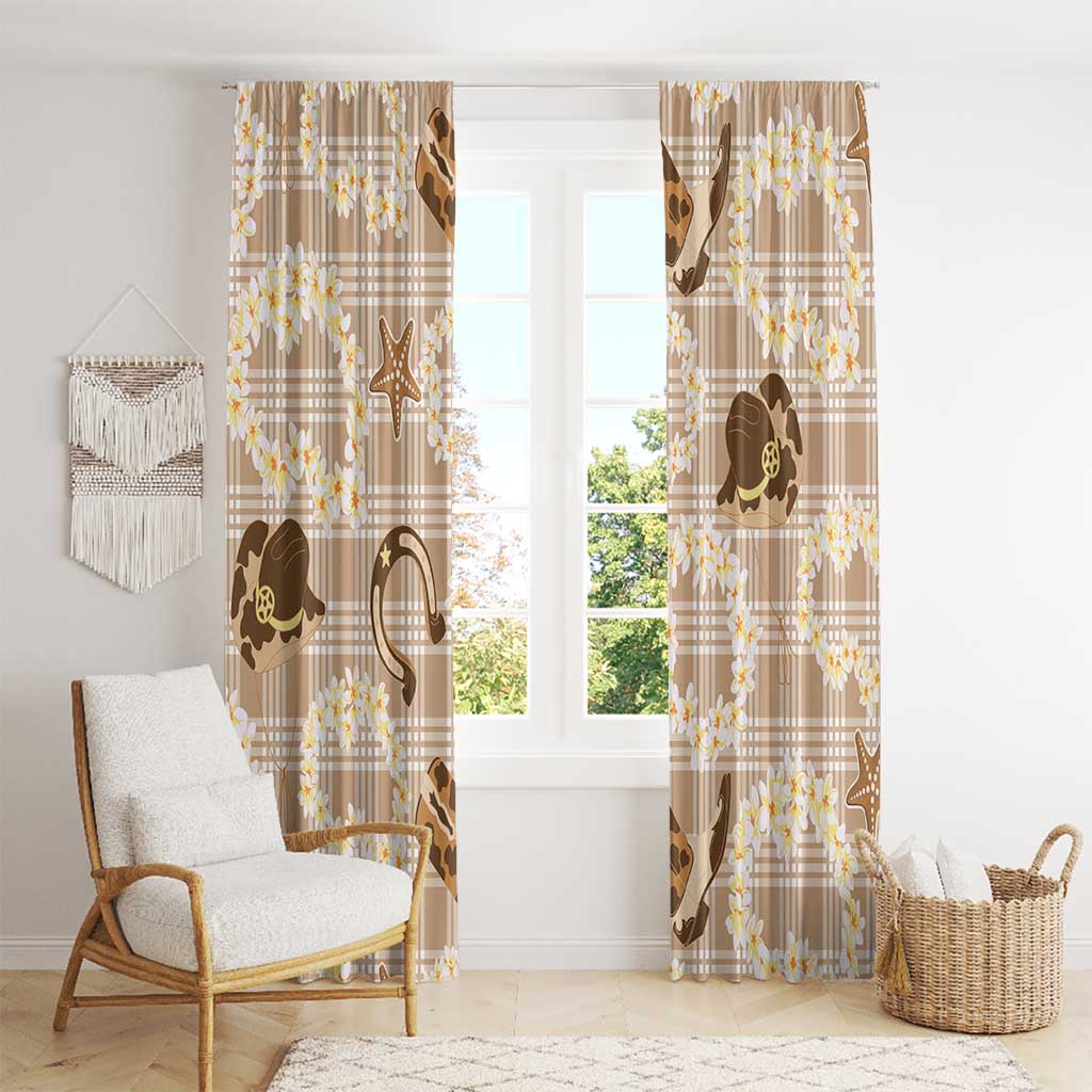 Aloha Hawaii Paniolo Khaki Palaka Window Curtain Coastal Rodeo LT7 - Polynesian Pride