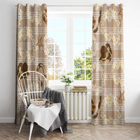 Aloha Hawaii Paniolo Khaki Palaka Window Curtain Coastal Rodeo LT7 - Polynesian Pride