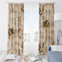 Aloha Hawaii Paniolo Khaki Palaka Window Curtain Coastal Rodeo LT7 - Polynesian Pride