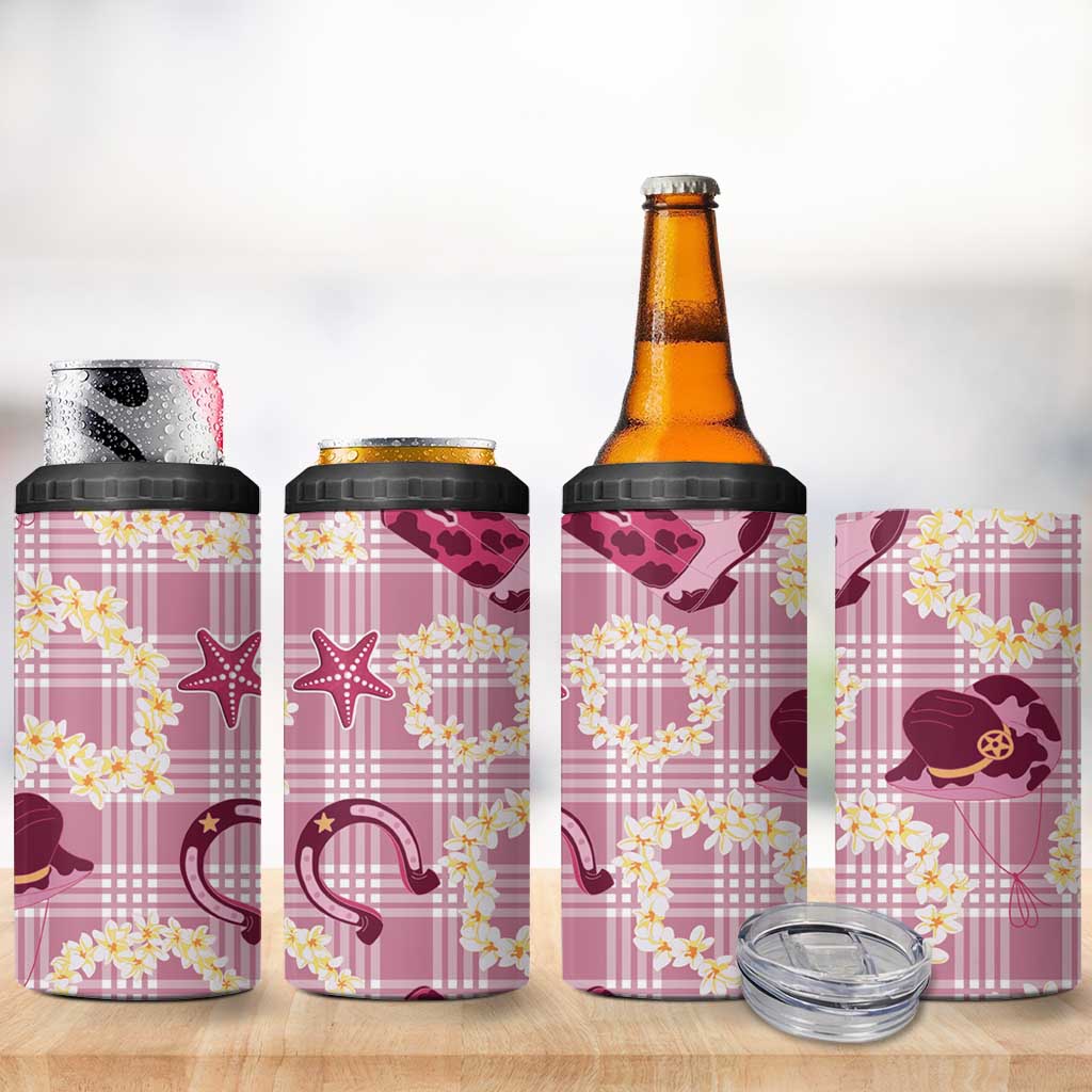 Aloha Hawaii Paniolo Lokelani Rose Palaka 4 in 1 Can Cooler Tumbler Coastal Rodeo LT7 - Polynesian Pride