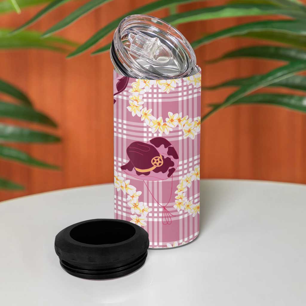 Aloha Hawaii Paniolo Lokelani Rose Palaka 4 in 1 Can Cooler Tumbler Coastal Rodeo LT7 - Polynesian Pride