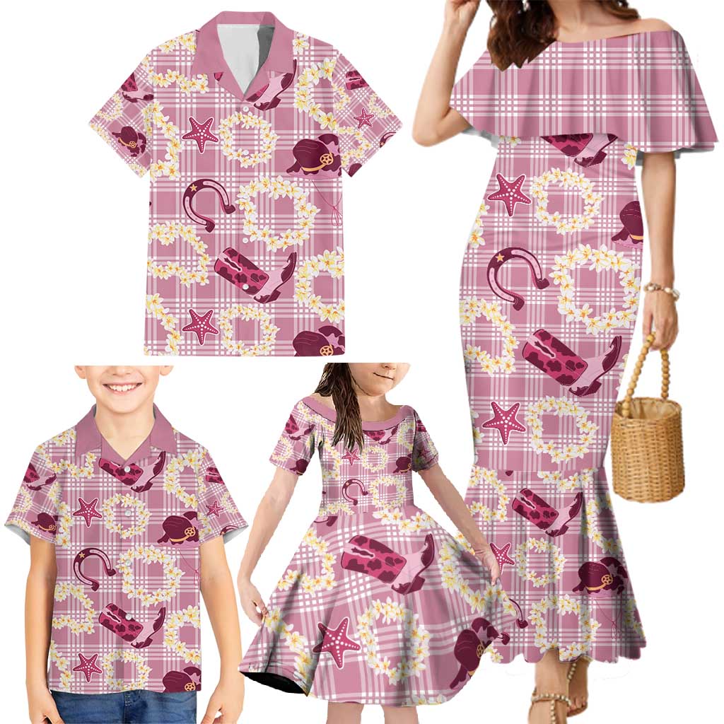 Aloha Hawaii Paniolo Lokelani Rose Palaka Family Matching Mermaid Dress and Hawaiian Shirt Coastal Rodeo LT7 - Polynesian Pride