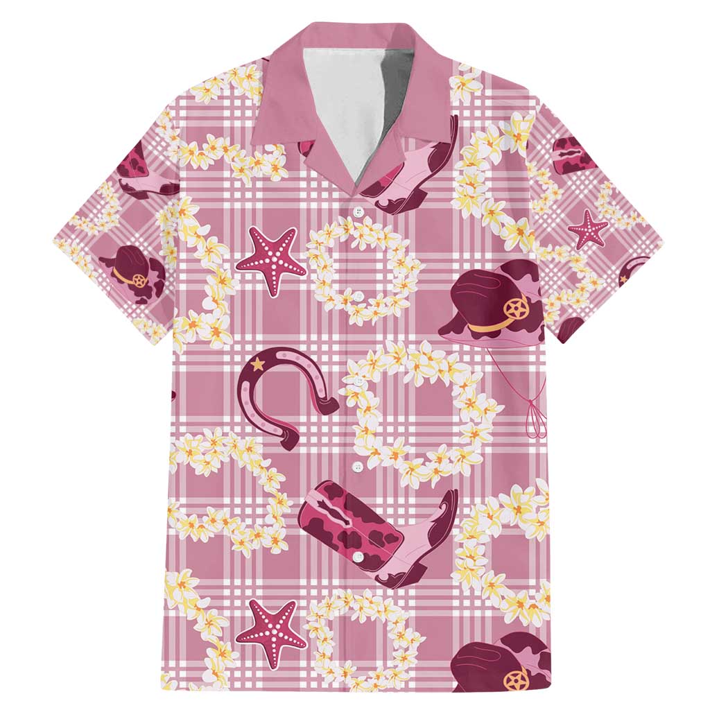 Aloha Hawaii Paniolo Lokelani Rose Palaka Family Matching Mermaid Dress and Hawaiian Shirt Coastal Rodeo LT7 Dad's Shirt - Short Sleeve Rose Pink - Polynesian Pride