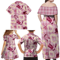 Aloha Hawaii Paniolo Lokelani Rose Palaka Family Matching Off Shoulder Maxi Dress and Hawaiian Shirt Coastal Rodeo LT7 - Polynesian Pride