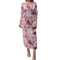 Aloha Hawaii Paniolo Lokelani Rose Palaka Family Matching Puletasi and Hawaiian Shirt Coastal Rodeo LT7 Mom's Dress Rose Pink - Polynesian Pride