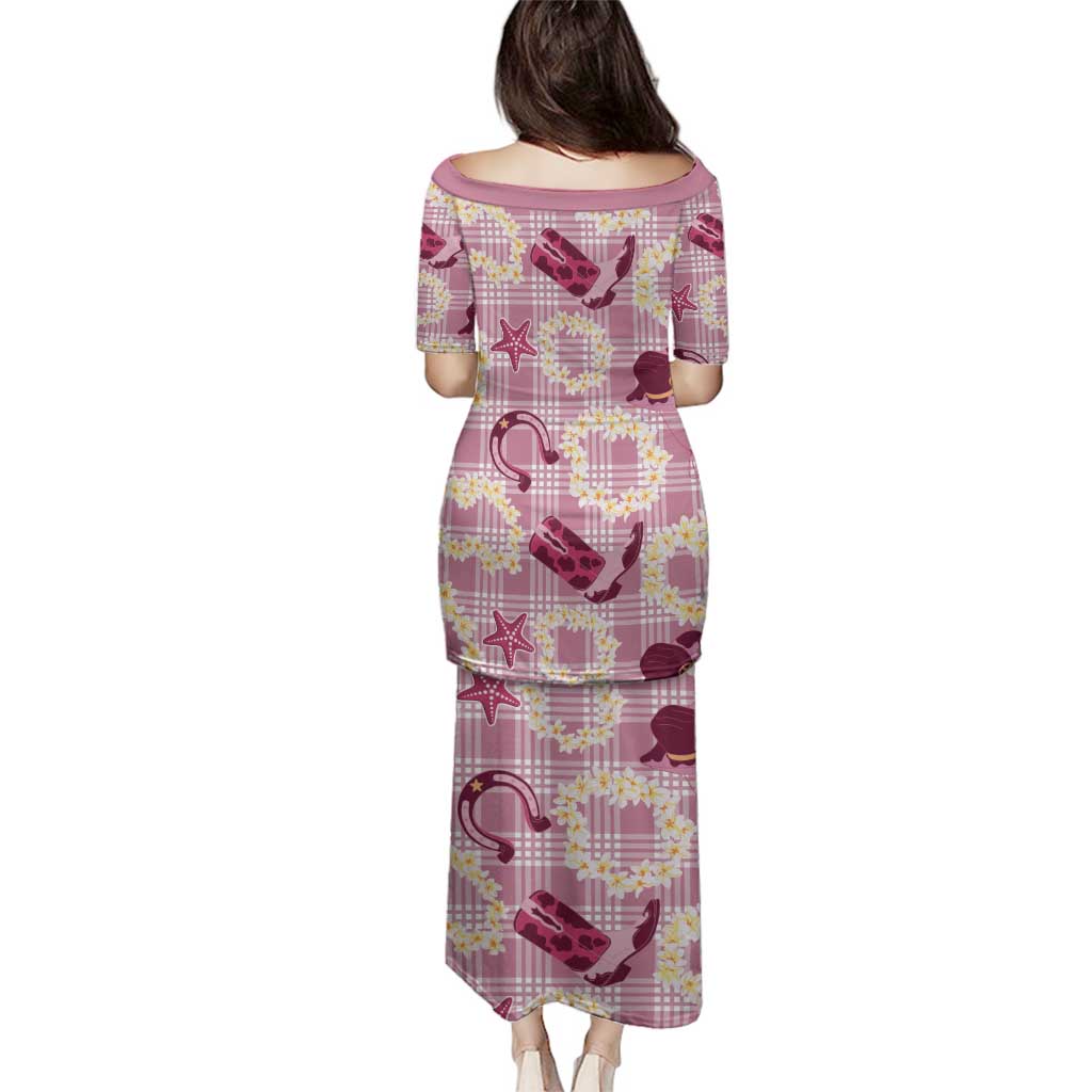 Aloha Hawaii Paniolo Lokelani Rose Palaka Family Matching Puletasi and Hawaiian Shirt Coastal Rodeo LT7 - Polynesian Pride