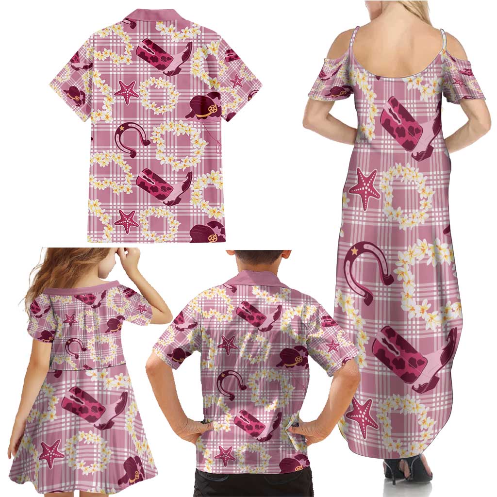 Aloha Hawaii Paniolo Lokelani Rose Palaka Family Matching Summer Maxi Dress and Hawaiian Shirt Coastal Rodeo LT7 - Polynesian Pride