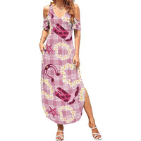 Aloha Hawaii Paniolo Lokelani Rose Palaka Family Matching Summer Maxi Dress and Hawaiian Shirt Coastal Rodeo LT7 Mom's Dress Rose Pink - Polynesian Pride