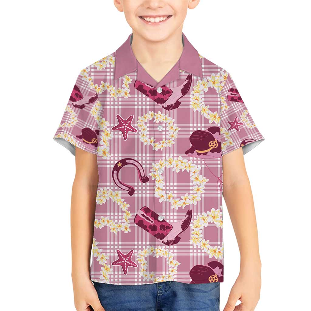 Aloha Hawaii Paniolo Lokelani Rose Palaka Family Matching Summer Maxi Dress and Hawaiian Shirt Coastal Rodeo LT7 Son's Shirt Rose Pink - Polynesian Pride