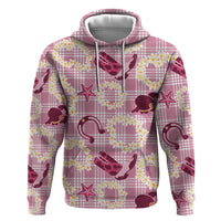 Aloha Hawaii Paniolo Lokelani Rose Palaka Hoodie Coastal Rodeo - Polynesian Pride