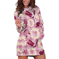 Aloha Hawaii Paniolo Lokelani Rose Palaka Hoodie Dress Coastal Rodeo LT7 Rose Pink - Polynesian Pride