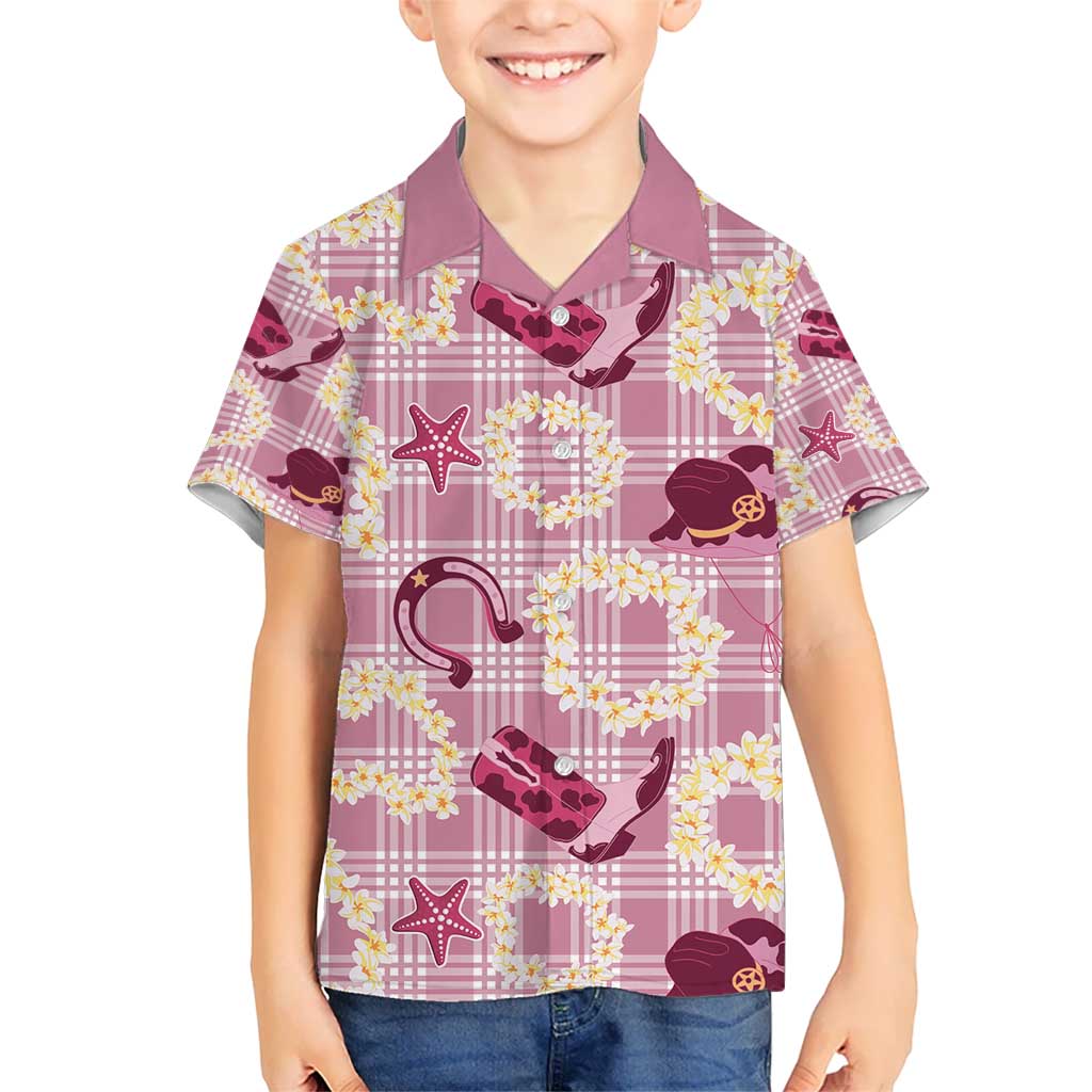 Aloha Hawaii Paniolo Lokelani Rose Palaka Kid Hawaiian Shirt Coastal Rodeo LT7 Kid Rose Pink - Polynesian Pride