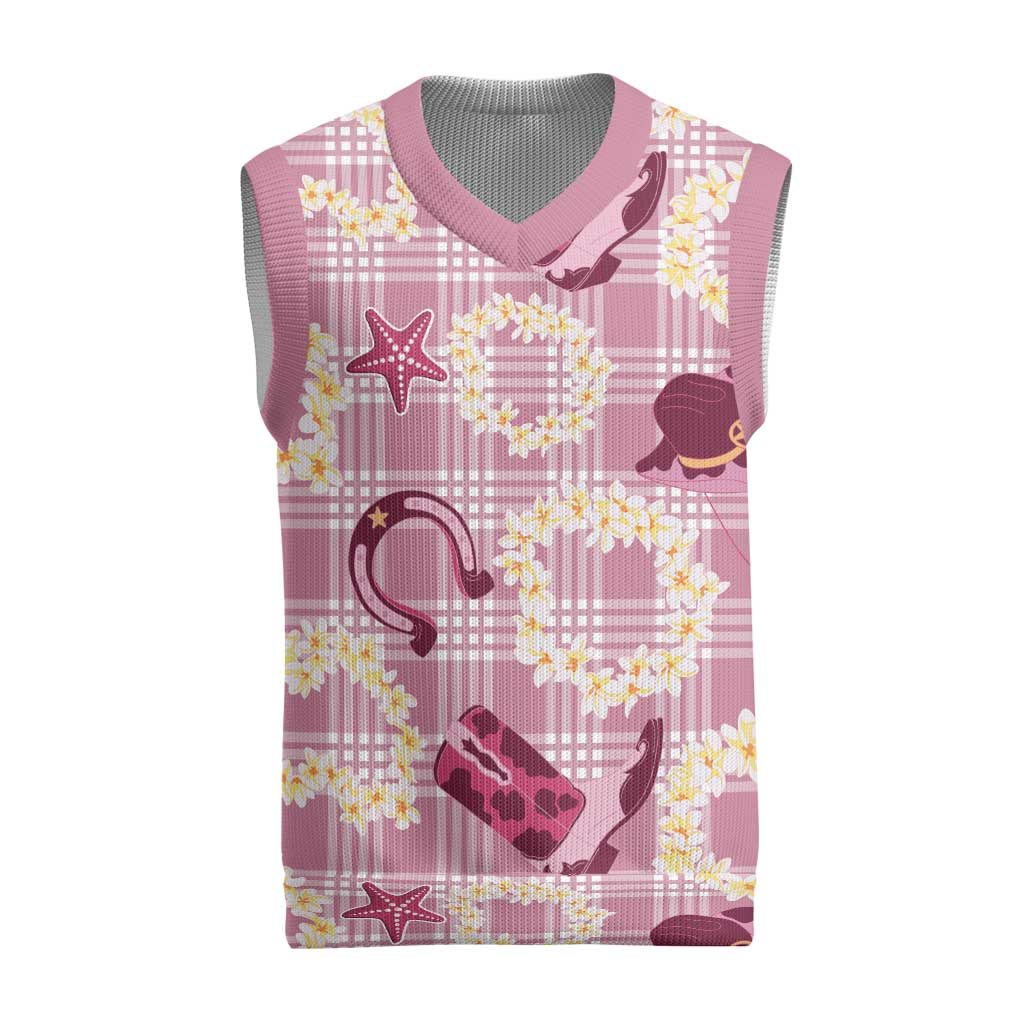 Aloha Hawaii Paniolo Lokelani Rose Palaka Christmas Knitted V-Neck Vest Coastal Rodeo LT7 Rose Pink - Polynesian Pride