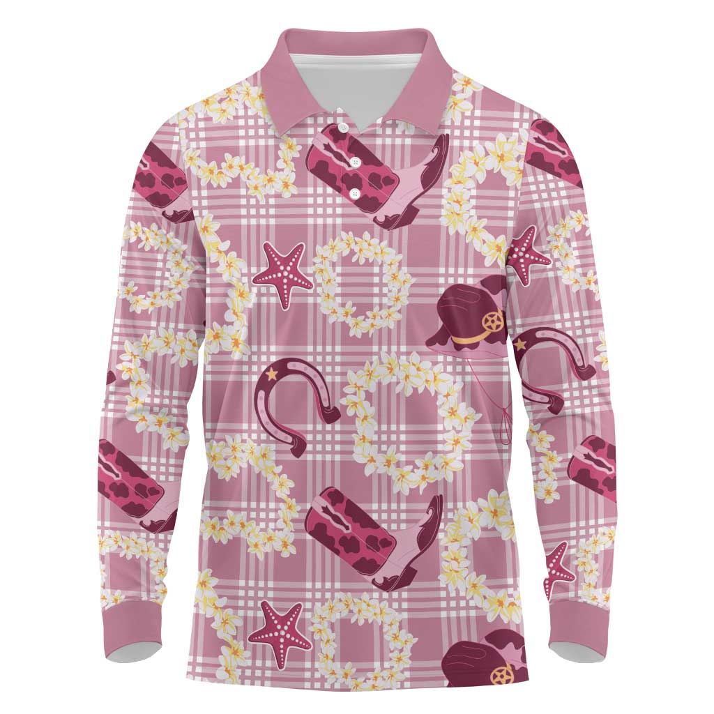 Aloha Hawaii Paniolo Lokelani Rose Palaka Long Sleeve Polo Shirt Coastal Rodeo - Polynesian Pride