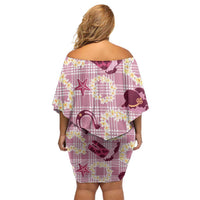 Aloha Hawaii Paniolo Lokelani Rose Palaka Off Shoulder Short Dress Coastal Rodeo - Polynesian Pride