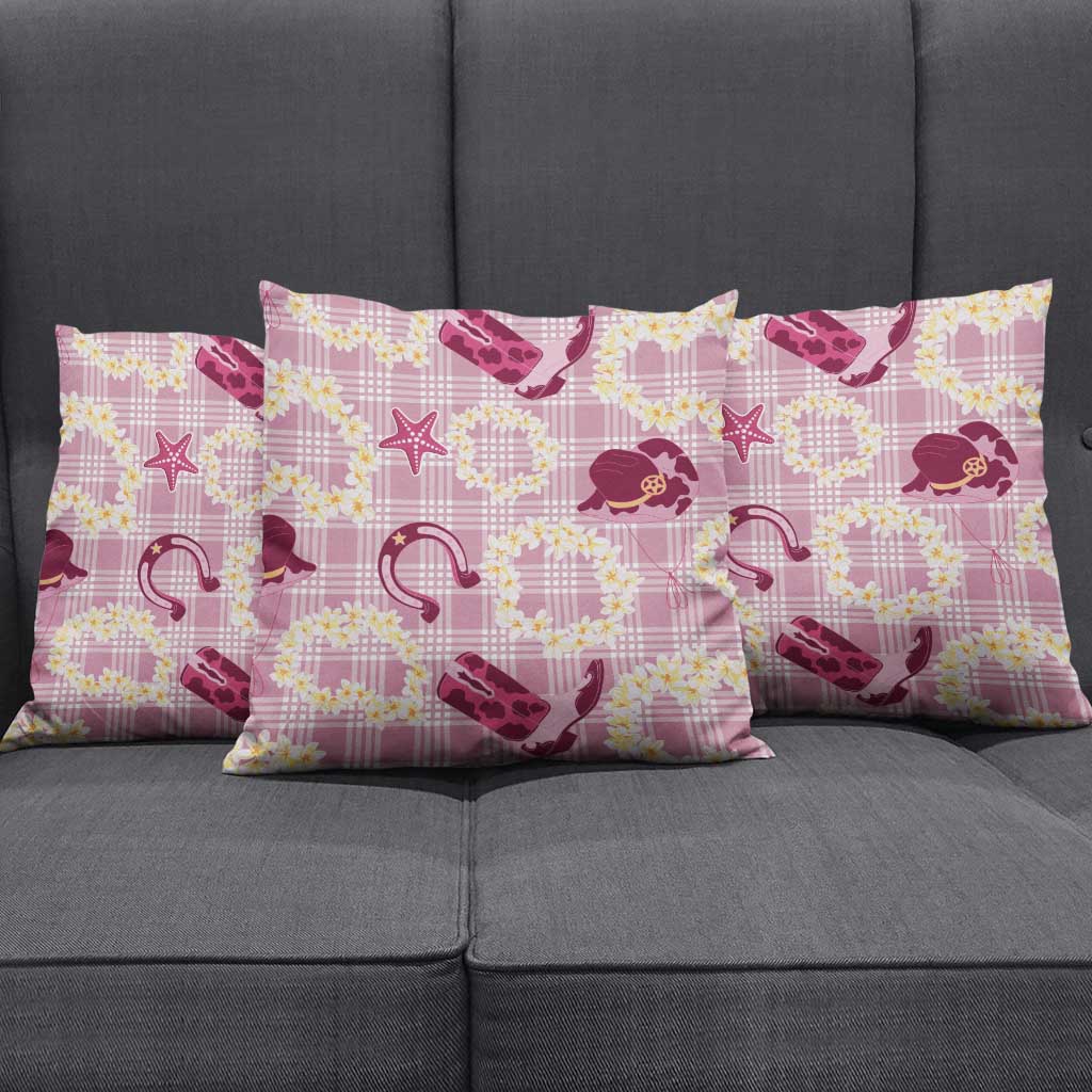 Aloha Hawaii Paniolo Lokelani Rose Palaka Pillow Cover Coastal Rodeo - Polynesian Pride