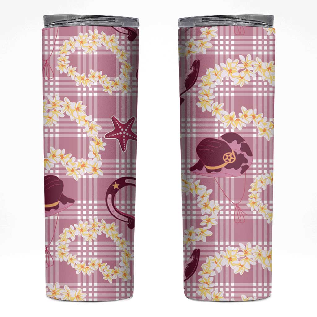 Aloha Hawaii Paniolo Lokelani Rose Palaka Skinny Tumbler Coastal Rodeo LT7 Rose Pink - Polynesian Pride