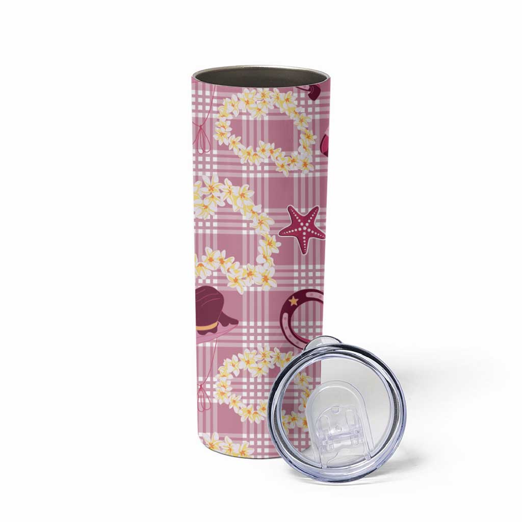 Aloha Hawaii Paniolo Lokelani Rose Palaka Skinny Tumbler Coastal Rodeo LT7 - Polynesian Pride