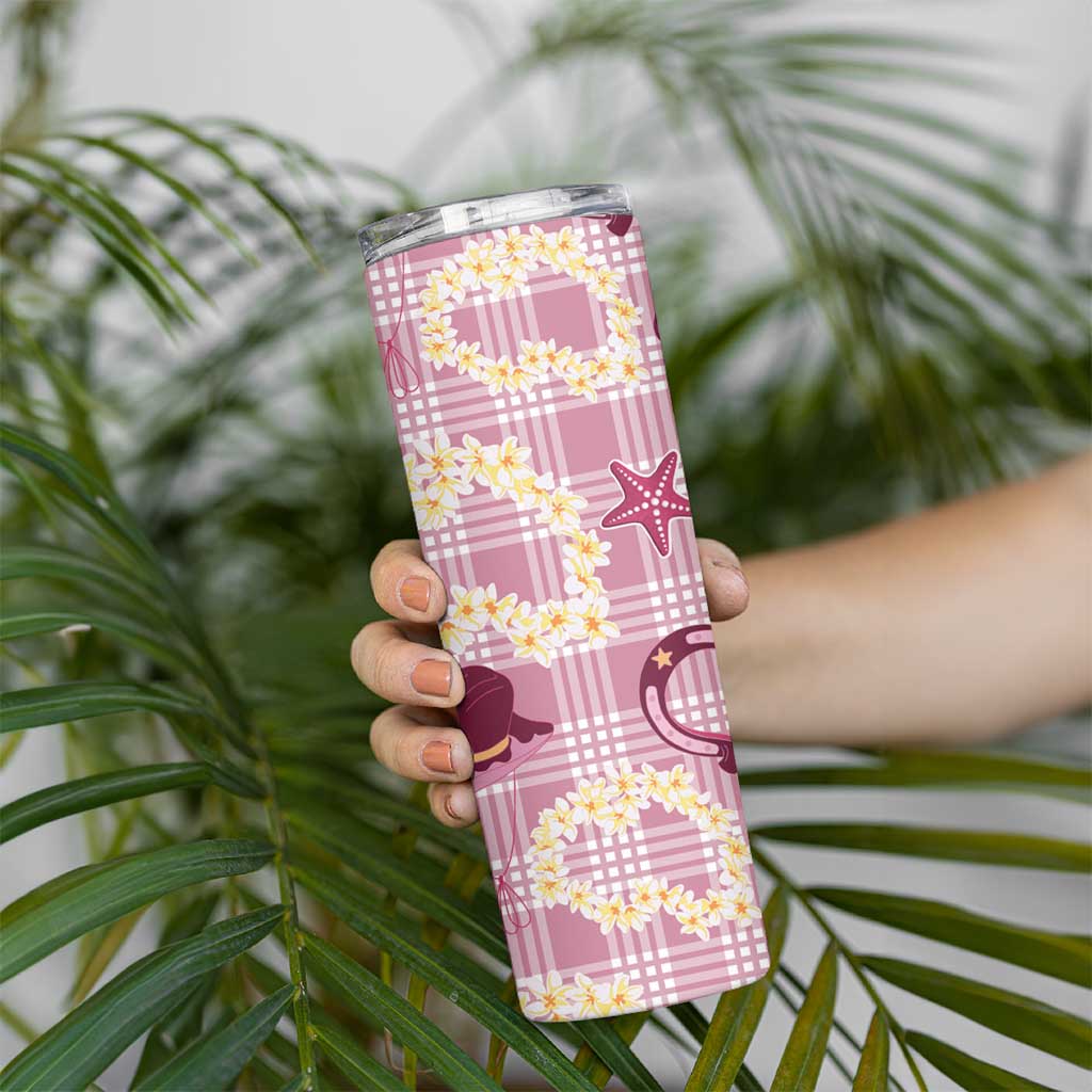 Aloha Hawaii Paniolo Lokelani Rose Palaka Skinny Tumbler Coastal Rodeo LT7 - Polynesian Pride