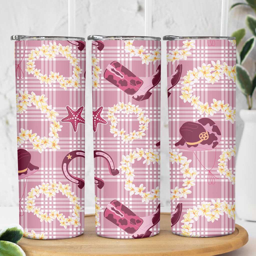 Aloha Hawaii Paniolo Lokelani Rose Palaka Skinny Tumbler Coastal Rodeo LT7 - Polynesian Pride