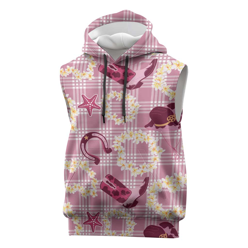 Aloha Hawaii Paniolo Lokelani Rose Palaka Sleeveless Hoodie Coastal Rodeo LT7 Rose Pink - Polynesian Pride