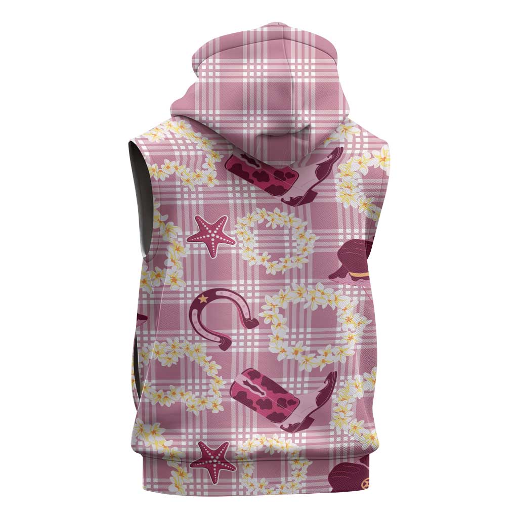 Aloha Hawaii Paniolo Lokelani Rose Palaka Sleeveless Zip Hoodie Coastal Rodeo LT7
