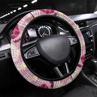 Aloha Hawaii Paniolo Lokelani Rose Palaka Steering Wheel Cover Coastal Rodeo LT7 Universal Fit Rose Pink - Polynesian Pride