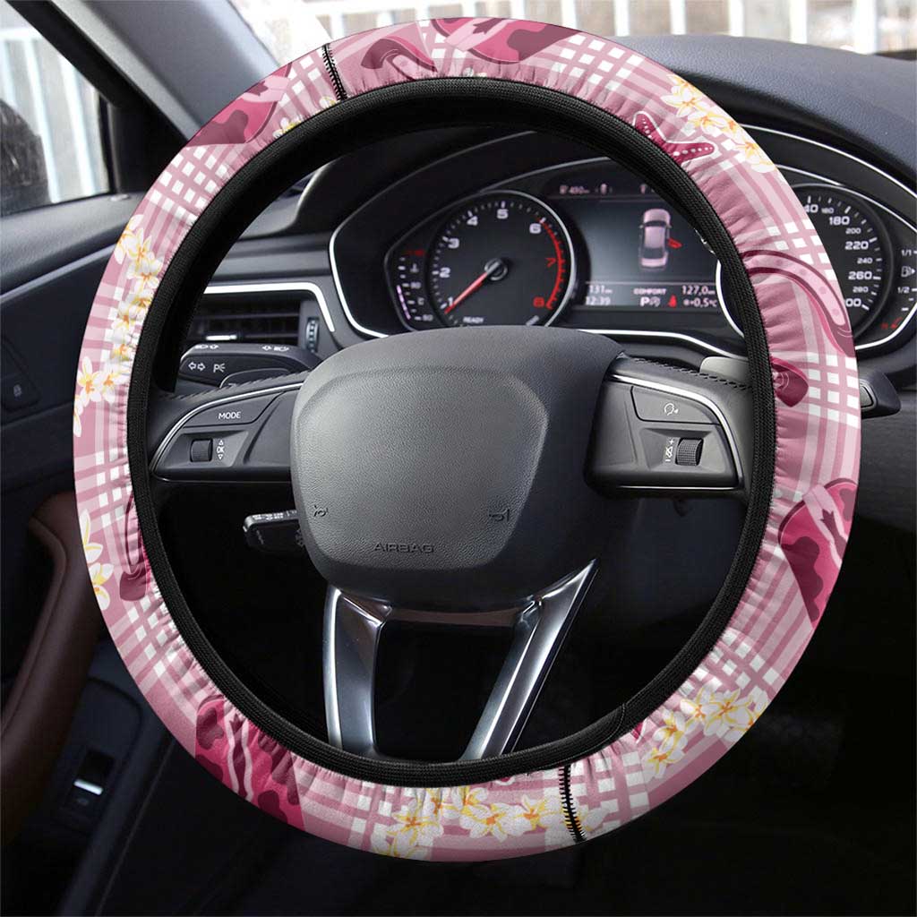 Aloha Hawaii Paniolo Lokelani Rose Palaka Steering Wheel Cover Coastal Rodeo LT7 - Polynesian Pride