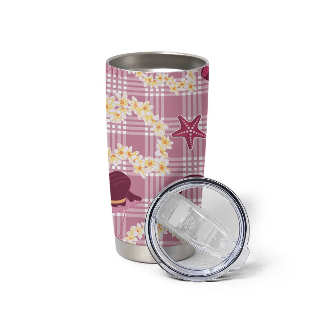 Aloha Hawaii Paniolo Lokelani Rose Palaka Tumbler Cup Coastal Rodeo - Polynesian Pride