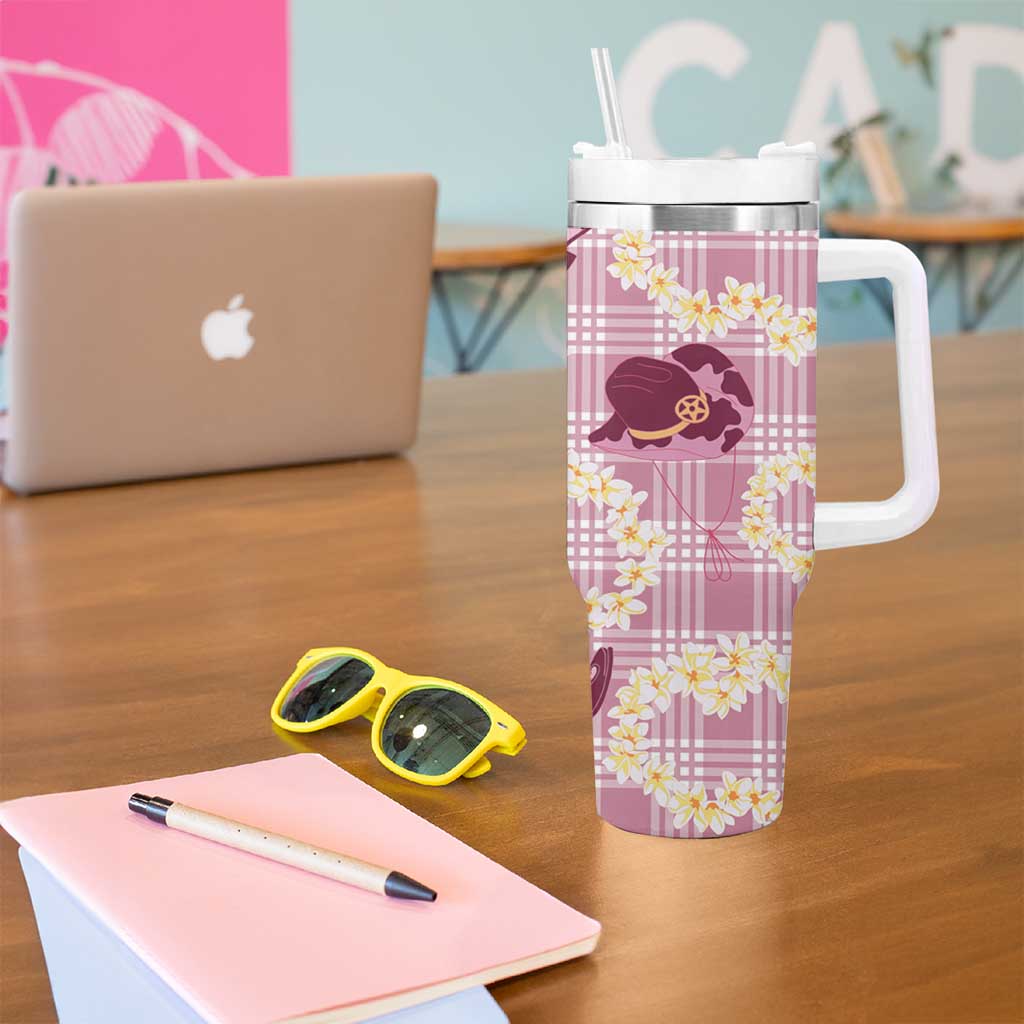 Aloha Hawaii Paniolo Lokelani Rose Palaka Tumbler With Handle Coastal Rodeo - Polynesian Pride