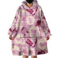Aloha Hawaii Paniolo Lokelani Rose Palaka Wearable Blanket Hoodie Coastal Rodeo LT7 - Polynesian Pride