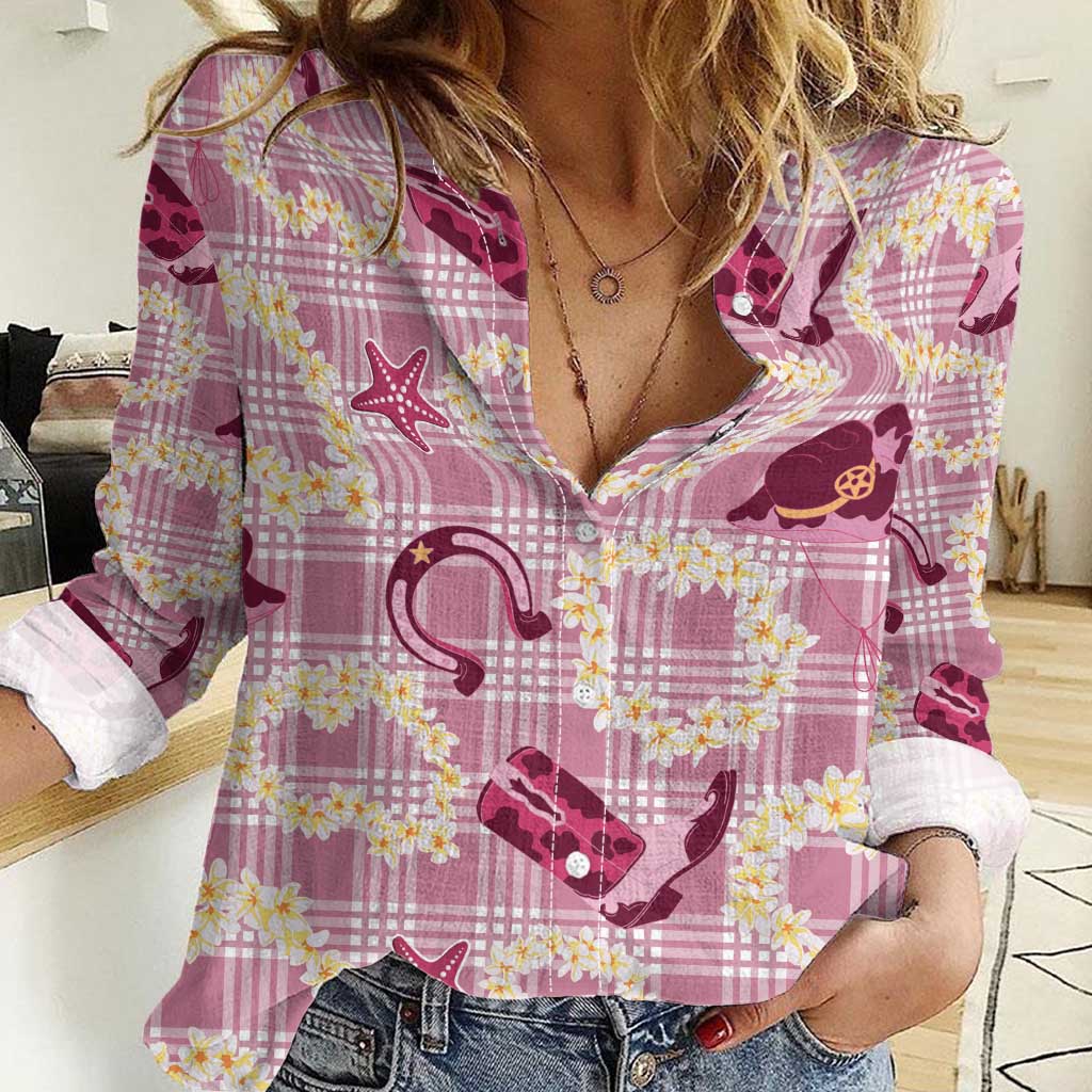 Aloha Hawaii Paniolo Lokelani Rose Palaka Women Casual Shirt Coastal Rodeo - Polynesian Pride