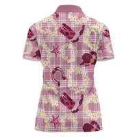 Aloha Hawaii Paniolo Lokelani Rose Palaka Women Polo Shirt Coastal Rodeo - Polynesian Pride