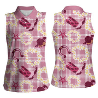 Aloha Hawaii Paniolo Lokelani Rose Palaka Women Sleeveless Polo Shirt Coastal Rodeo LT7 - Polynesian Pride