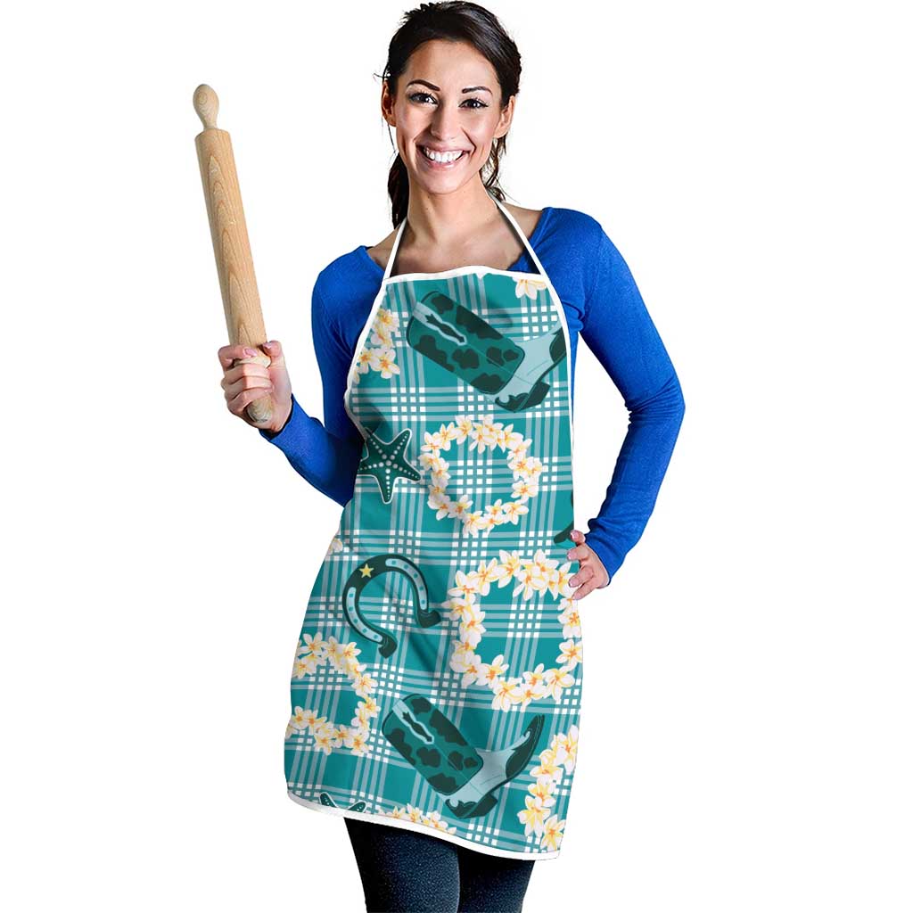 Aloha Hawaii Paniolo Teal Palaka Apron Coastal Rodeo - Polynesian Pride