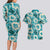 Aloha Hawaii Paniolo Teal Palaka Couples Matching Long Sleeve Bodycon Dress and Hawaiian Shirt Coastal Rodeo - Polynesian Pride